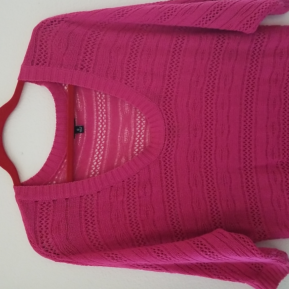Euc torrid pink crochet knit sweater top. Size 0x large - Picture 2 of 6